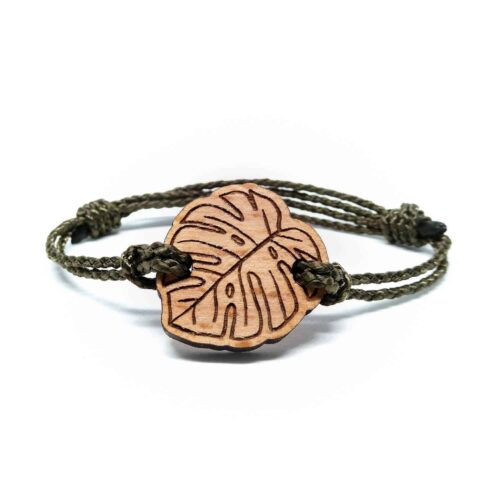Bracelet en bois feuille tropicale