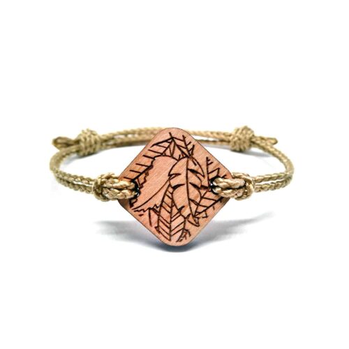 Bracelet en bois feuilles