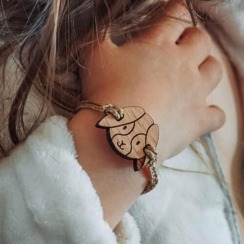 Bracelet en bois pour enfant lapin