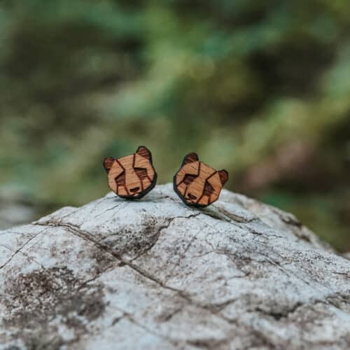 Clous d'oreilles en bois suisse au design de panda