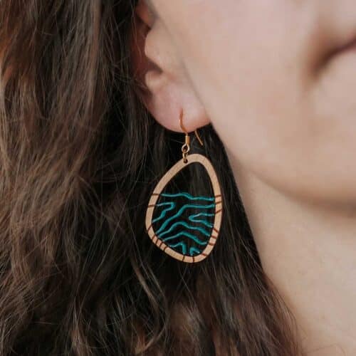 Boucles d'oreilles d'oreilles en bois suisse Terranova vertes