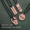 Avantages-produits (3) Personnalise ton collier avec un mot gravé au dos de ton collier en bois suisse