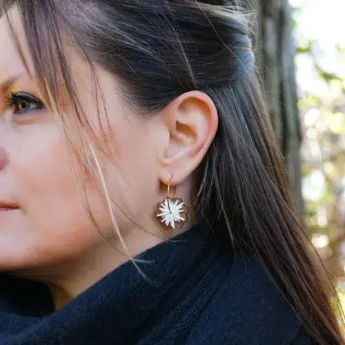 Boucles d'oreilles créoles en bois Polär, inspirées du givre et de la glace
