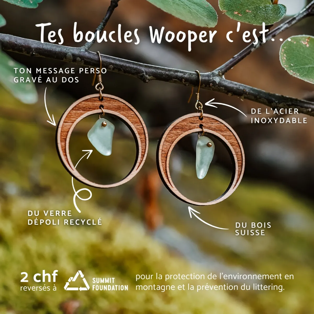 Boucles d'oreilles en bois Naïad