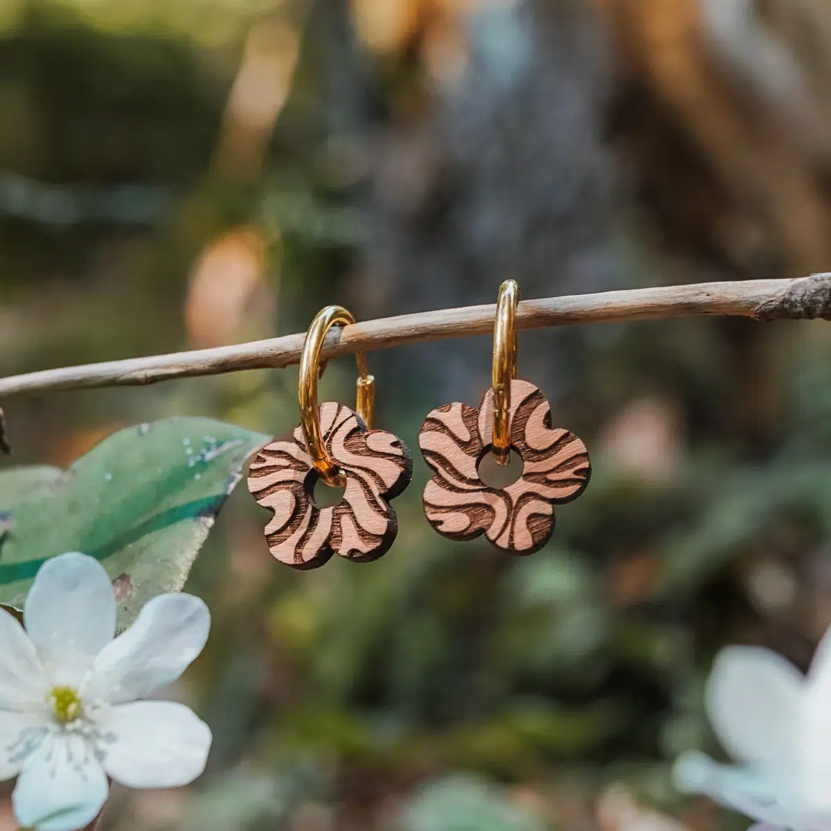Boucles d'oreilles en bois Daisy