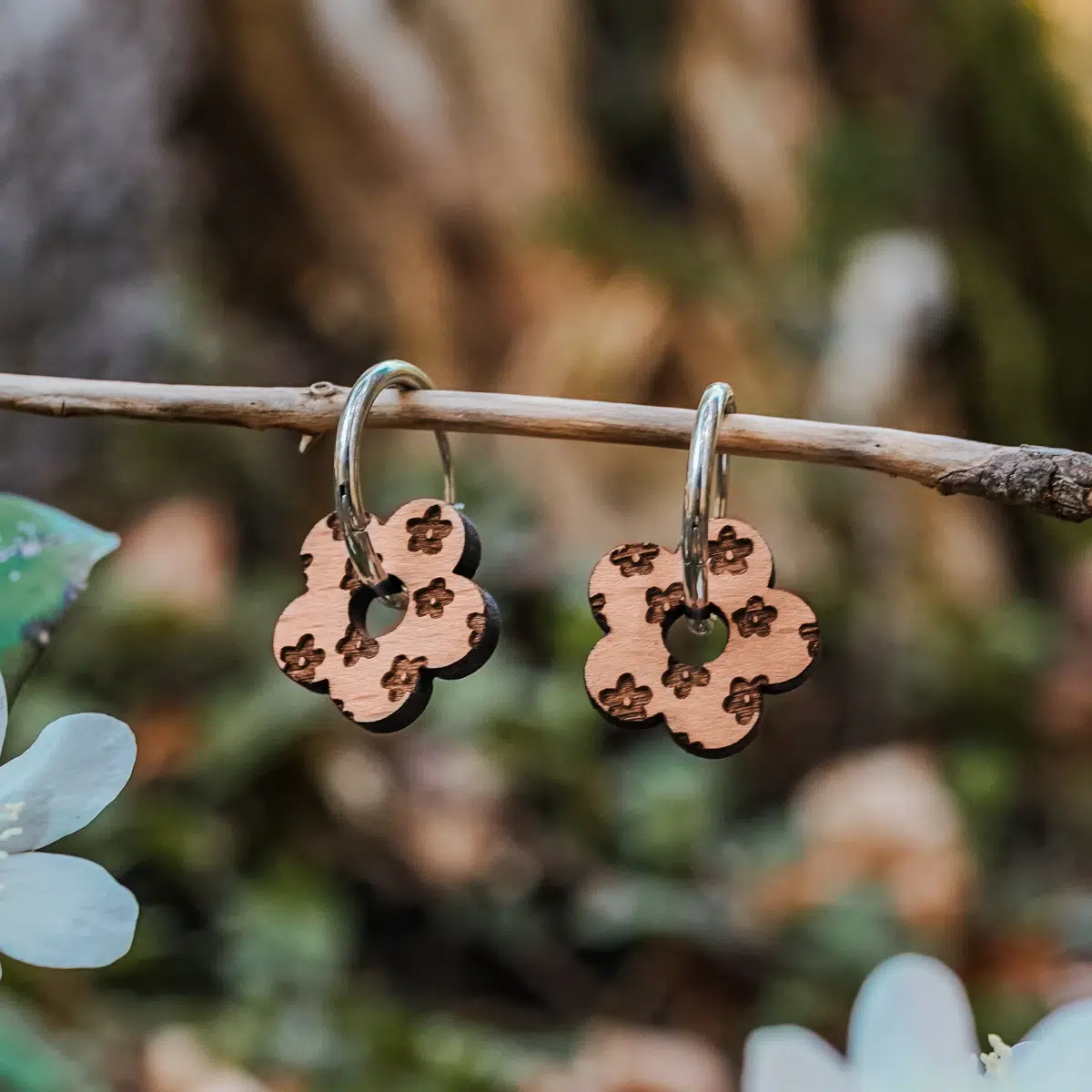 Boucles d'oreilles en bois Daisy