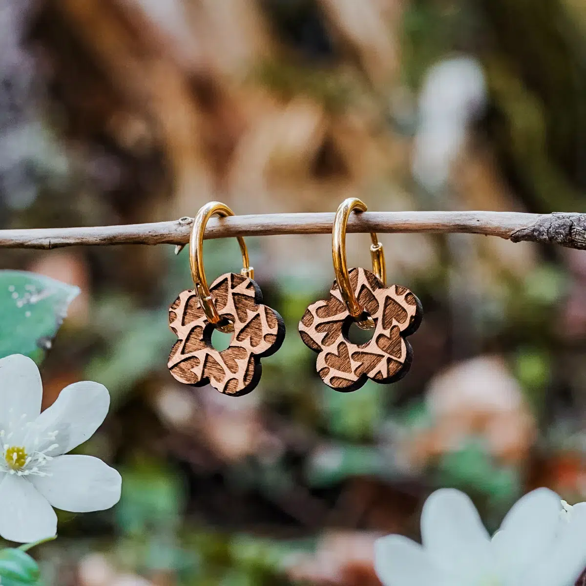 Boucles d'oreilles en bois Daisy