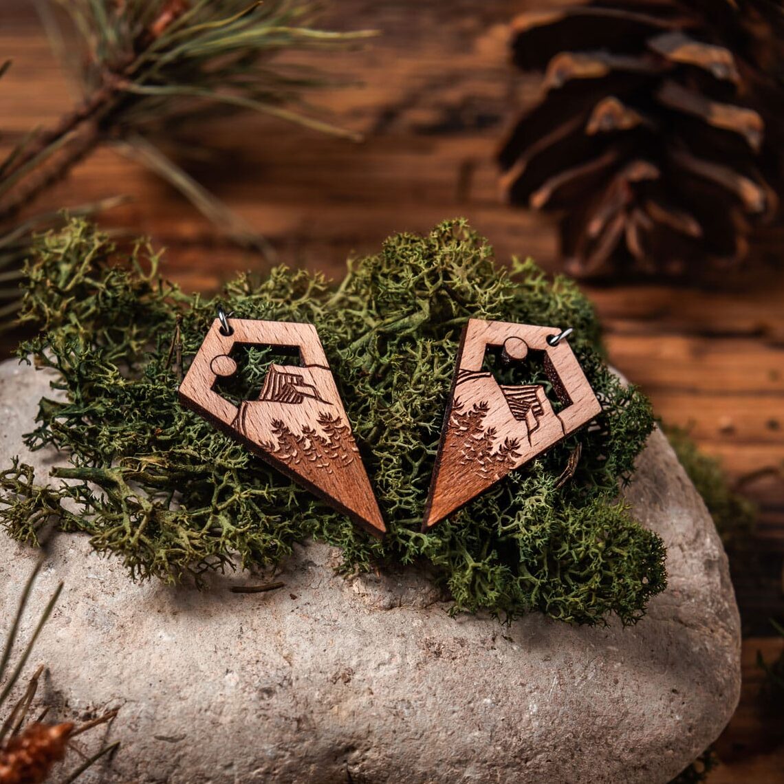 Boucles d'oreilles en bois Lao