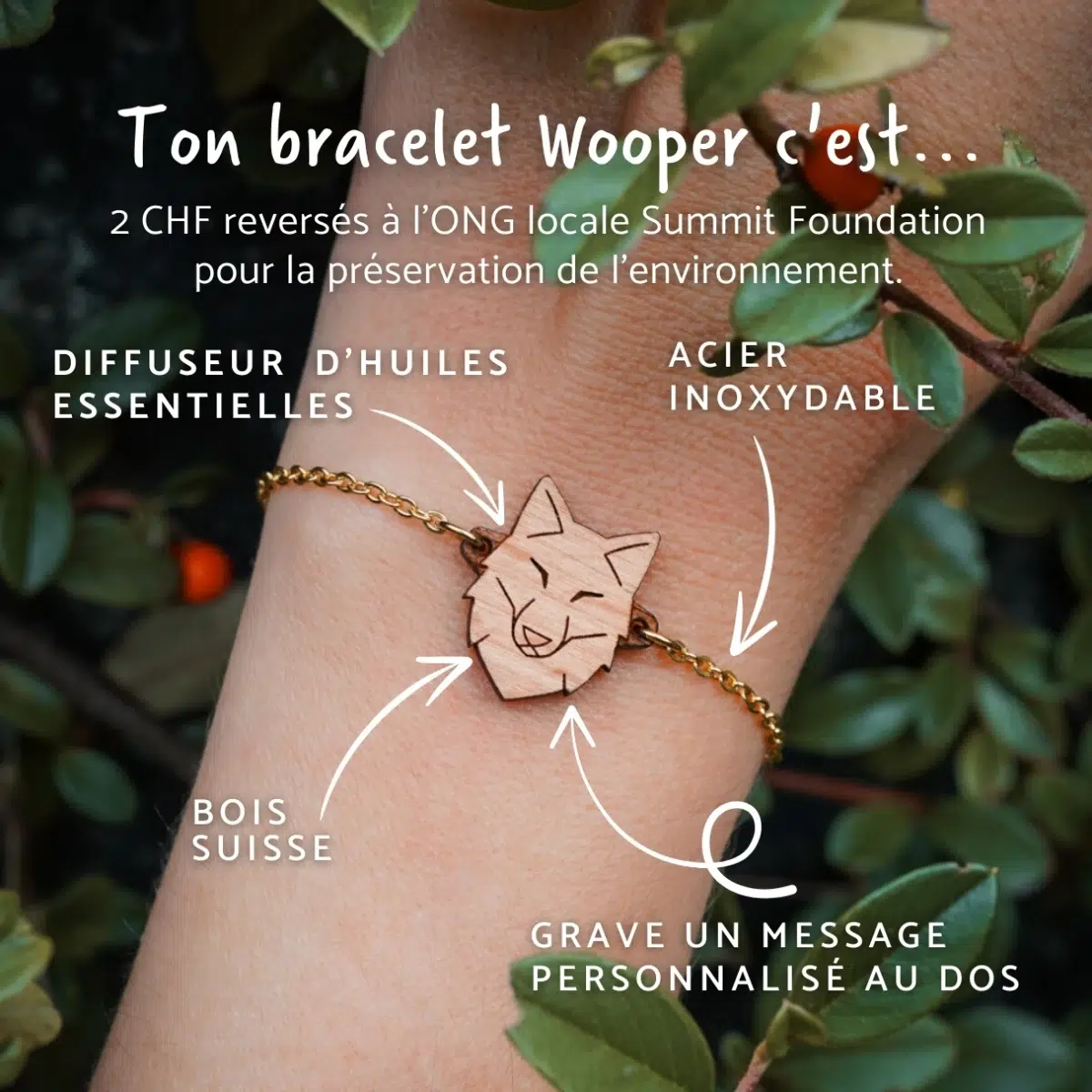 Bracelet en bois Loup