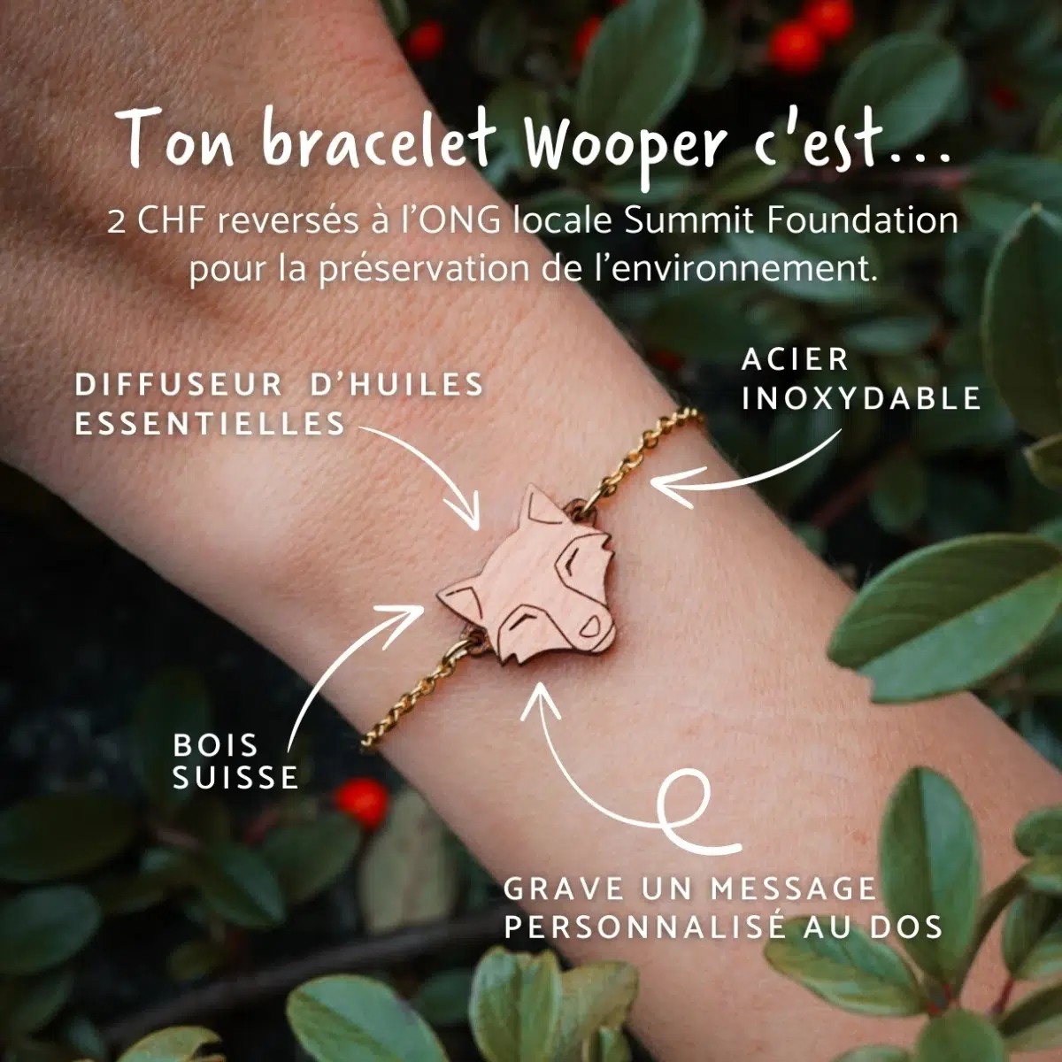 Bracelet en bois Renard