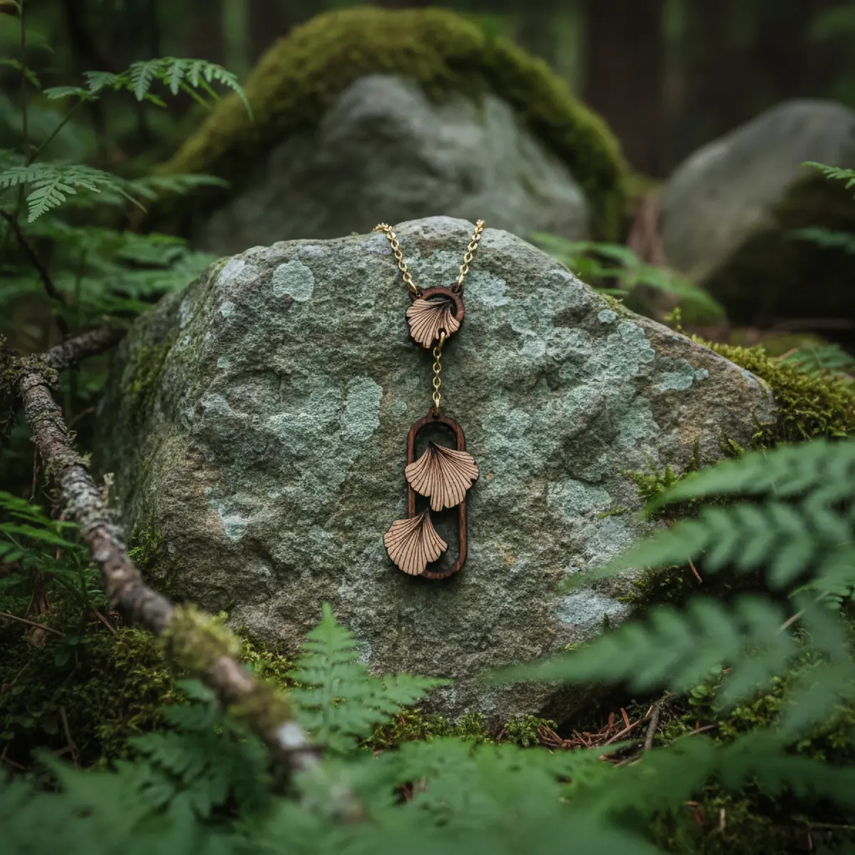 Collier en bois Ginkgo