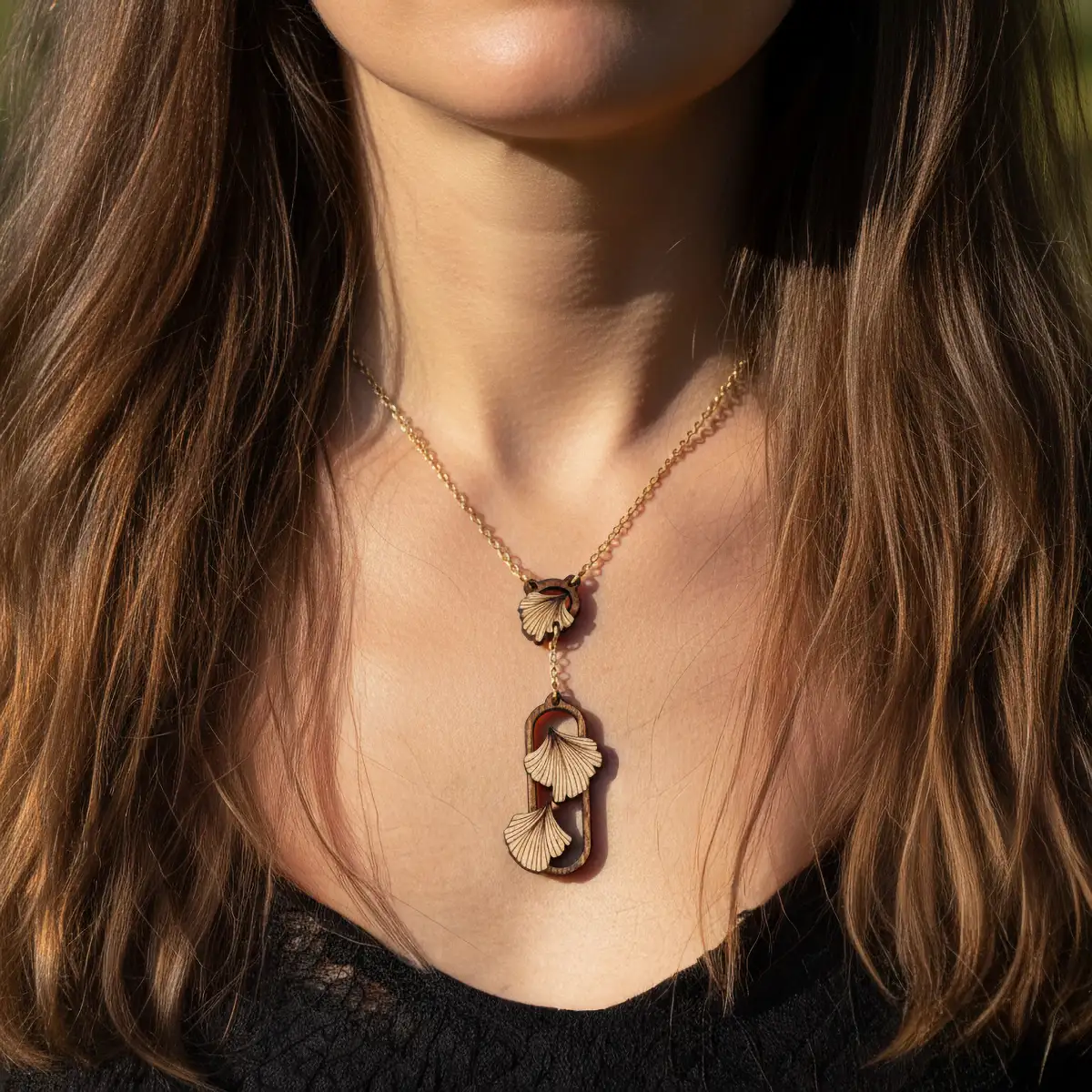 Collier en bois Ginkgo