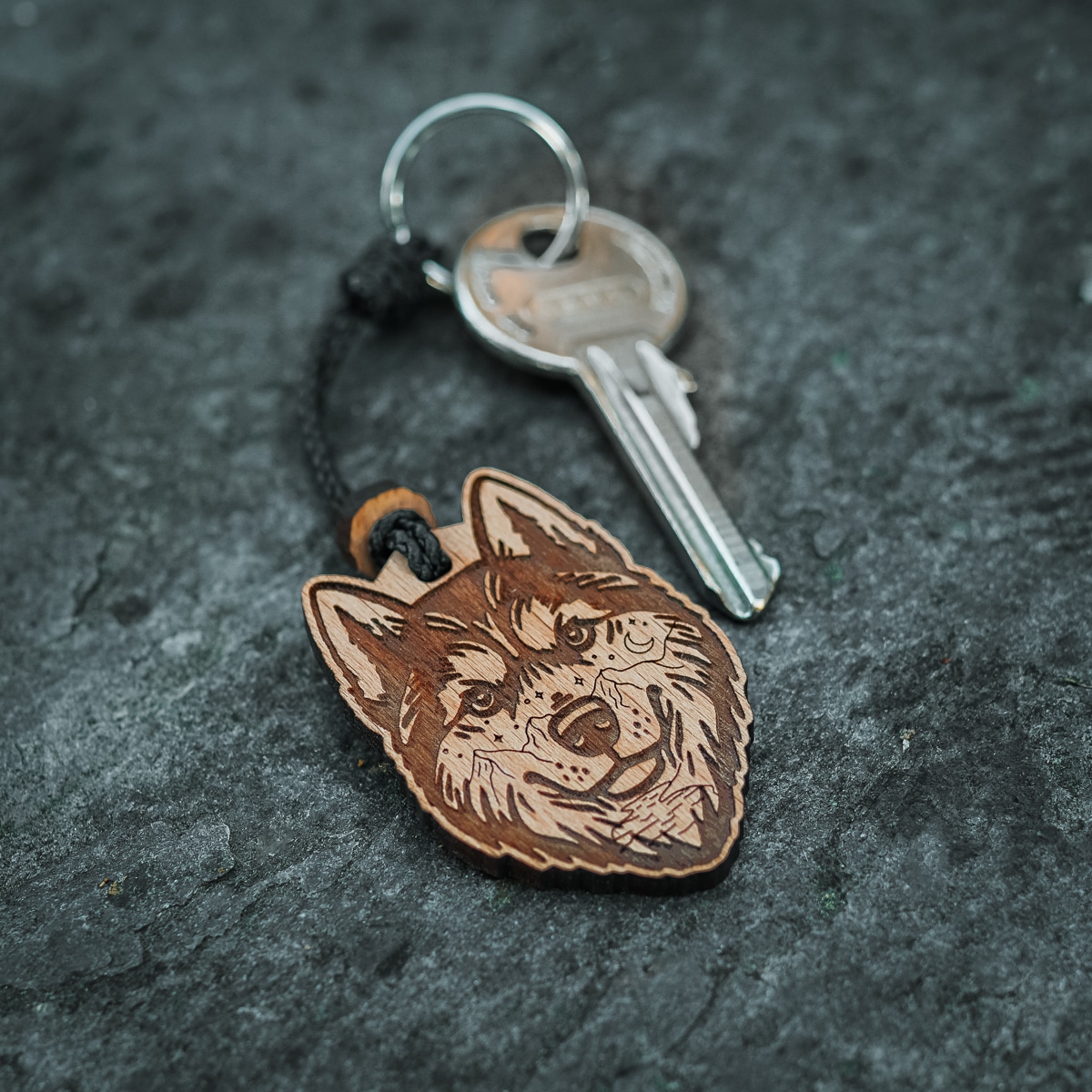 Porte-clés en bois Husky