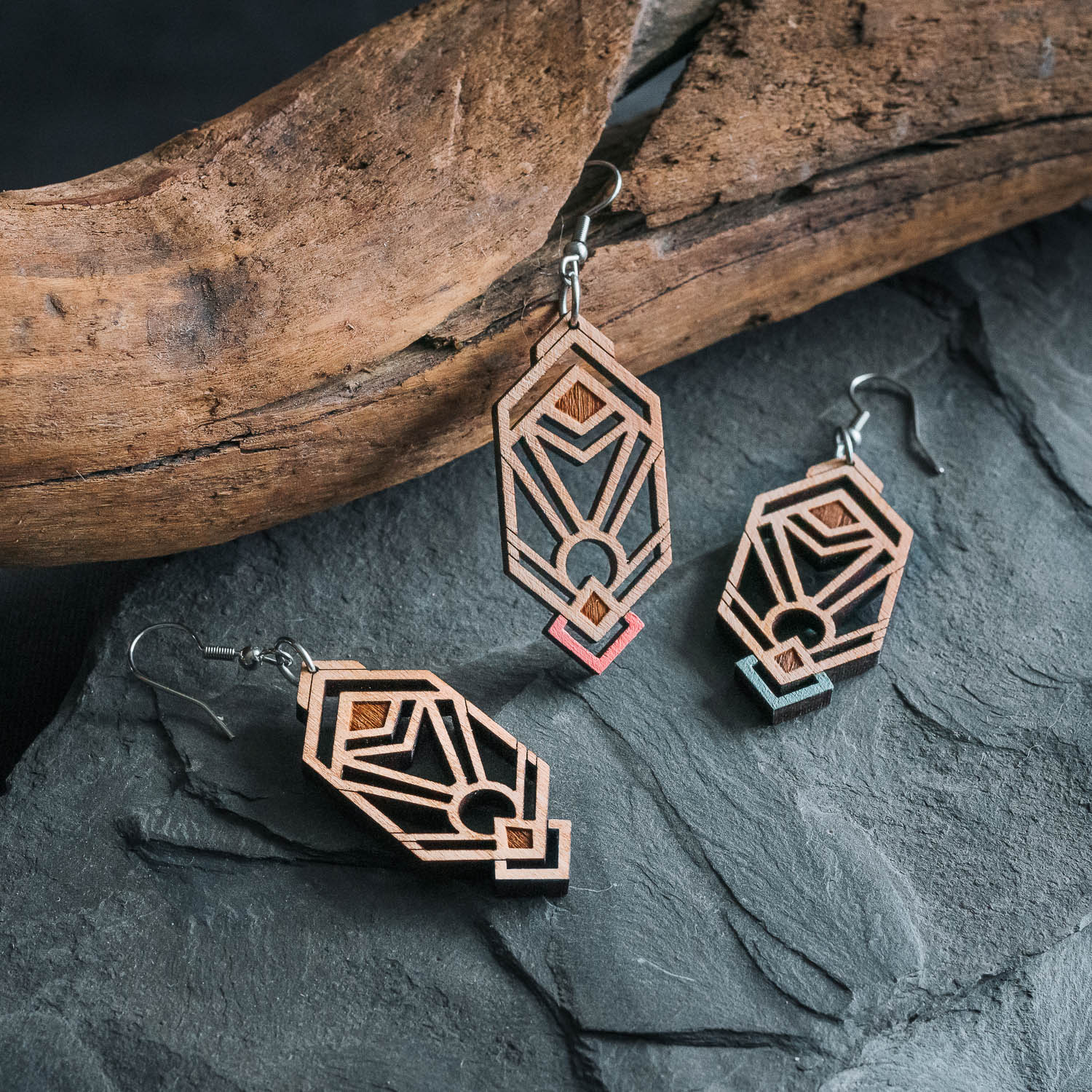 Boucles d'oreilles en bois Aurora