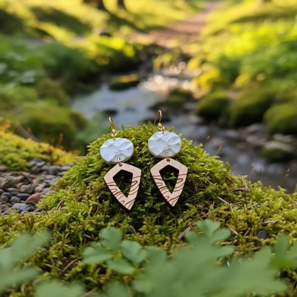 Boucles d'oreilles en bois Peaks