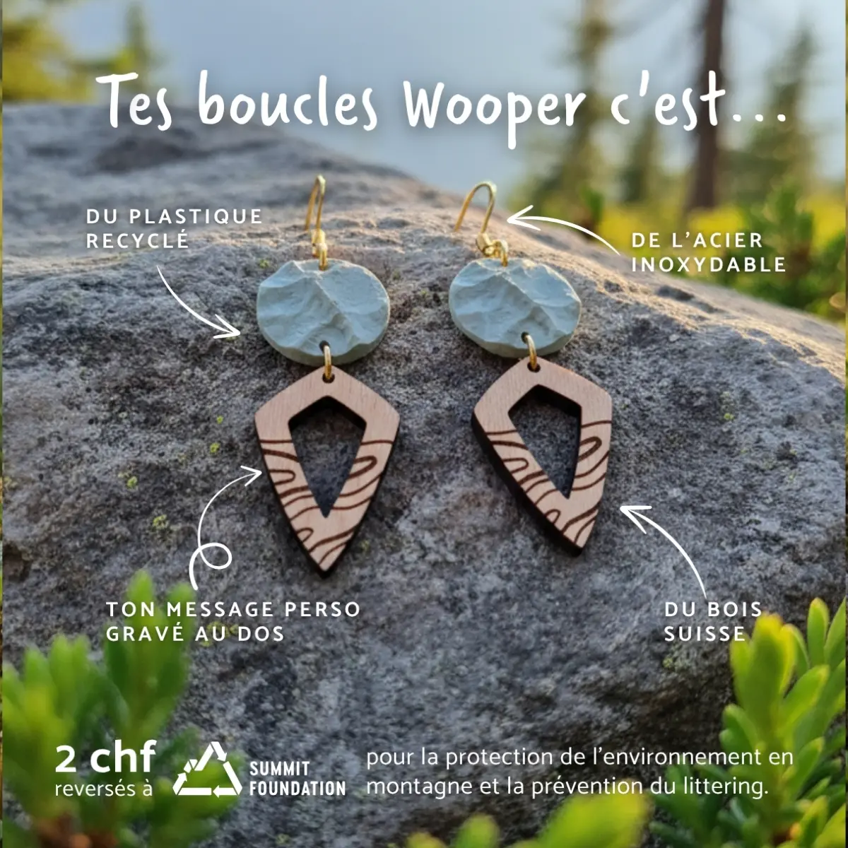 Boucles d'oreilles en bois Peaks